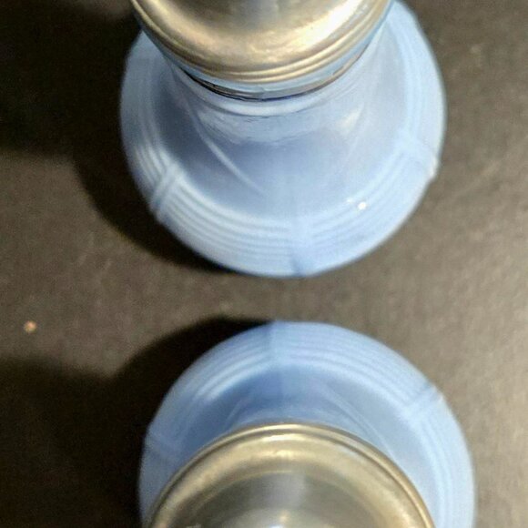 Jeanette Delphite Blue Glass Salt and Pepper Shakers for Euclid Coffee Co. - Picture 4 of 7